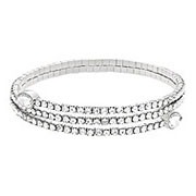 Twisty Drop Bangle, White, Rhodium Plating