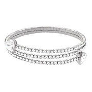 Twisty Triangle Bangle, White, Rhodium Plating