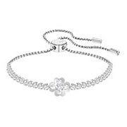 Subtle Clover Bracelet, White, Rhodium plating