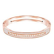 Live Wide Bangle, White, Rose Gold plating