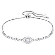 Subtle Evil Eye Bracelet, White, Rhodium plating