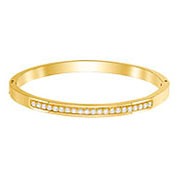 Live Thin Bangle, White, Gold plating