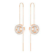 Hollow Chain Pierced Earrings, White, Rose Gold Plating