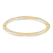 Hilt Bangle, White, Gold plating