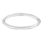 Hilt Bangle, White, Rhodium plating