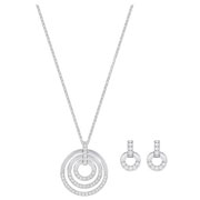 Circle Set, Medium, White, Rhodium plating