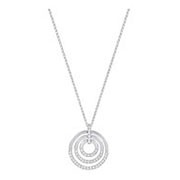 Circle Pendant, Medium, White, Rhodium plating