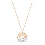 Circle Pendant, Medium, White, Rose gold plating