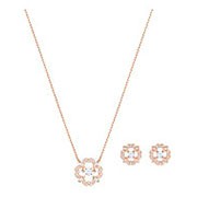 Sparkling Dance Flower Set, White, Rose gold plating