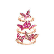 Lilia Ring Set, Multi-colored, Rose gold plating