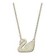 Swan Necklace, White, Gold plating