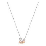 Iconic Swan Pendant, Small, Multi-colored, Rhodium plating