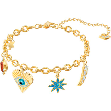  Lucky Goddess Charms Bracelet, Multi-colored, Gold plating