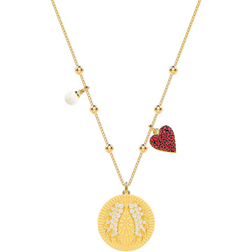 Lucky Goddess Wings Necklace, Multi-colored, Gold plating