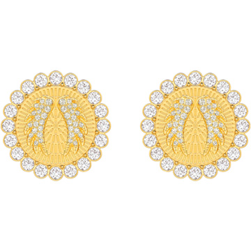 Lucky Goddess Clip Earrings, White, Gold plating