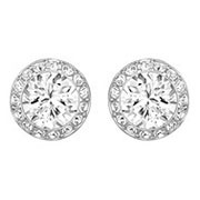 Angelic Pierced Earrings, White, Rhodium Plating