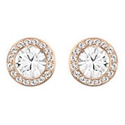 Angelic Pierced Earrings, White, Rose Gold Plating