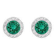 Angelic Pierced Earrings, Green, Rhodium Plating