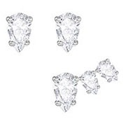 Attract Pear Pierced Earring Set, White, Rhodium plating