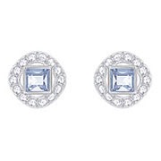 Angelic Square Pierced Earrings, Blue, Rhodium plating