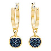 Ginger Mini Hoop Pierced Earrings, Blue, Gold plating