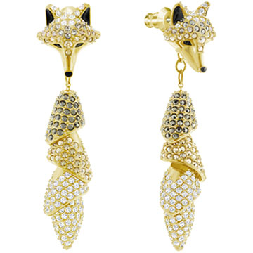 March Fox Pierced Earrings, Multi-colored, Gold plating