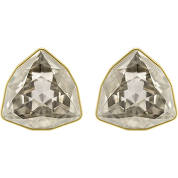 March Fox Stud Pierced Earrings, Gray, Gold plating