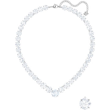 Mix Necklace, White, Rhodium plating